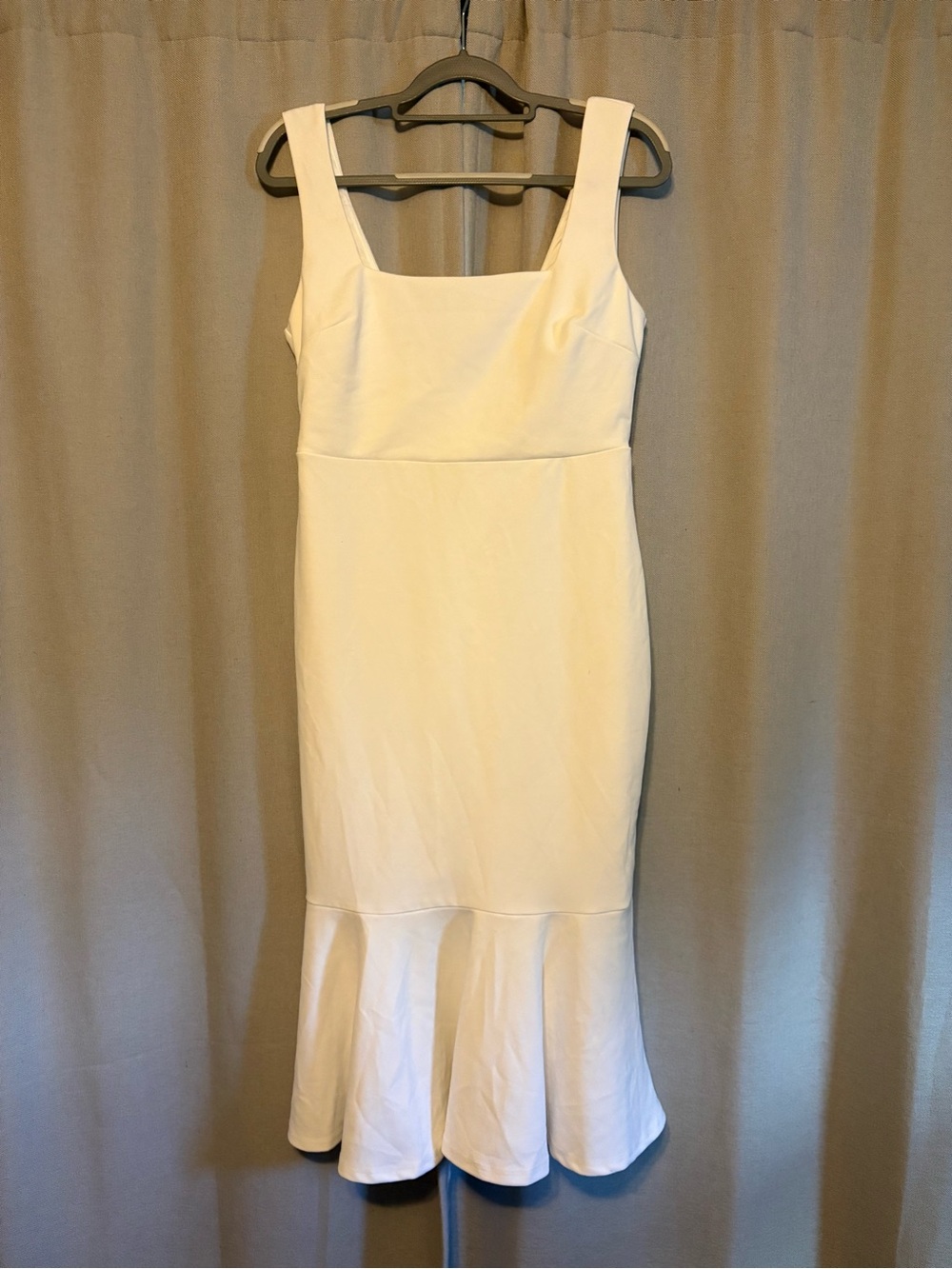 Lulu's Cream Square Neck Midi Dress with Mermaid Hem